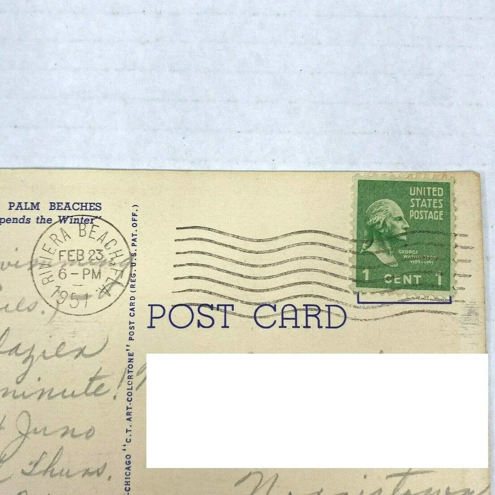 Vintage Postcard Going Fishing Yacht Basin West Palm Beach Curteich Florida USA‎